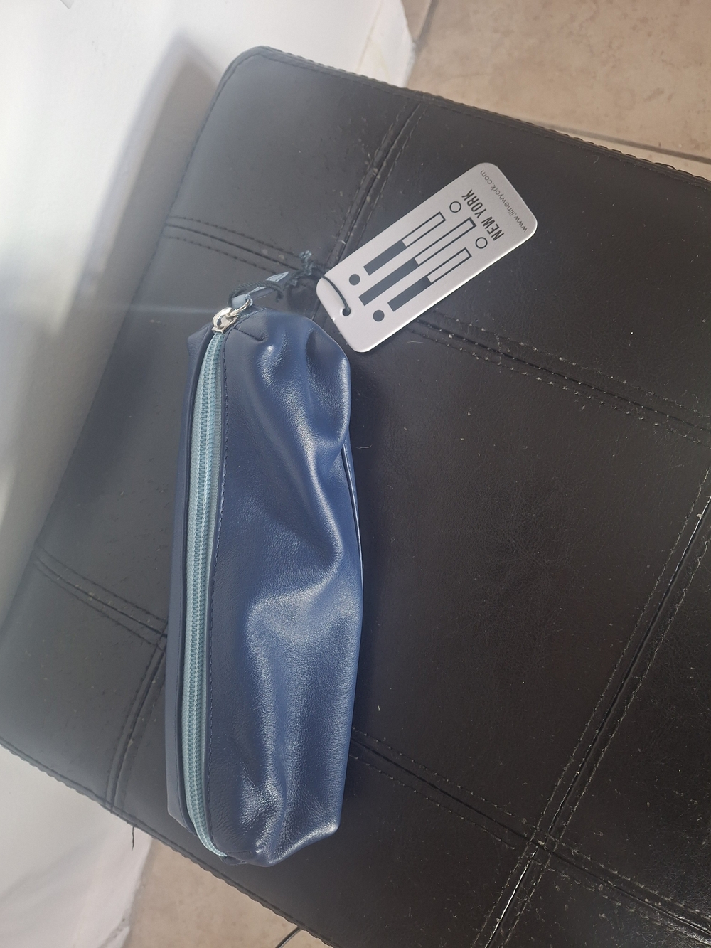 New York & Company Navy Toiletry Bag with Light Blue Zipper